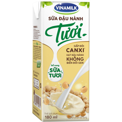 Thùng Sữa đậu nành Tươi Vinamilk 180ml - 48 hộp/Thùng