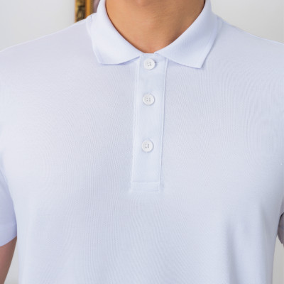 Áo phông cộc tay coupro nam Aligro ALGPLO25 cổ bẻ màu trắng