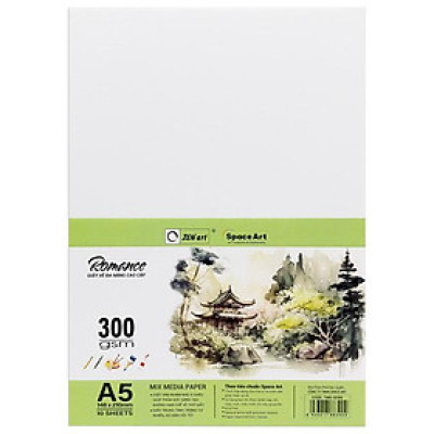 Giấy Vẽ Đa Năng Romance - A5 300gsm - Mix Media Paper - Zen Art TMG 8389 (10 Tờ)