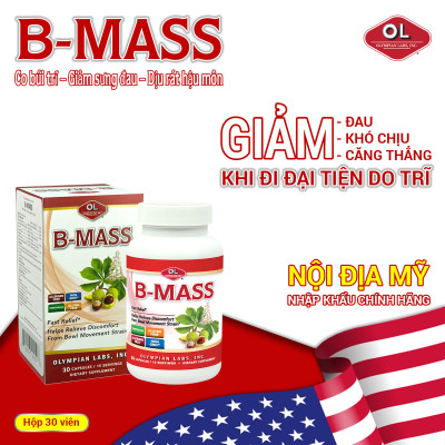 B-Mass Olympian Labs Mỹ hộp 30 viên hỗ trợ co búi trĩ lưu thông máu không táo bón ngừa tái phát