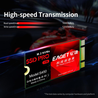 EAGET S450 SSD M.2 PCIe NVMe Solid State Drive High Speed Transmission Compact Slient Shockproof SSD for PC Laptop 1TB