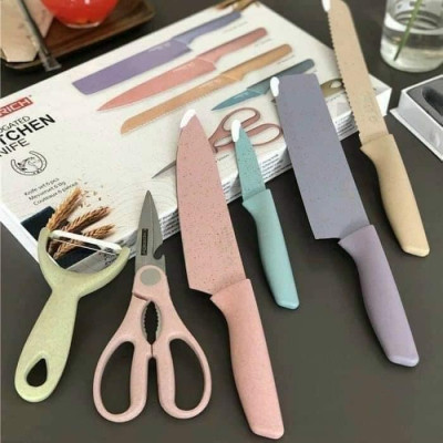 Combo 2 Bộ Dao Lúa Mạch Nhà Bếp Kitchen 6 Món
