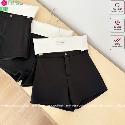 Quần short nữ Hiền Trần BOUTIQUE cạp cao, chất vải Umi Hàn cao cấp co giãn tốt tôn dáng