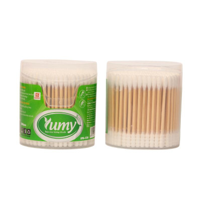 Tăm Bông Vệ Sinh YUMY Thân Trúc Hộp Vát Size L – Combo 12 Hộp x 200 Que (TB01-526), Mềm Mịn, Không Rụng Sợi