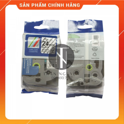 [Combo 5 hộp] Nhãn In đa lớp Tz2-151 - Đen nền trong 24mm x 8m - Hàng nhập khẩu
