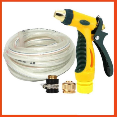 Bộ dây vòi xịt nước rửa xe, tưới cây tăng áp 3 lần,loại 15M (nối đồng nhựa đen) 206317