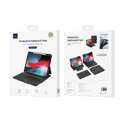 Bao da kèm bàn phím Bluetooth cho iPad A16 Gen 11 , Gen 10 , Gen 7/8/9 10.2inch , Air 11inch M3 , Air 13inch M3 , Air6 11inch M2 , iPad Pro 11inch M4 , Air 4/5 , iPad Pro 11 2018-2022 hiệu WI WU Protective Keyboard  - Hàng nhập khẩu