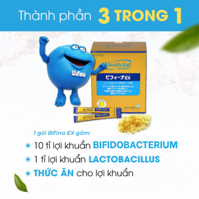 Men vi sinh Bifina Nhật Bản, Loại EX 30 gói - Hỗ trợ viêm đại tràng, đầy bụng, chướng hơi