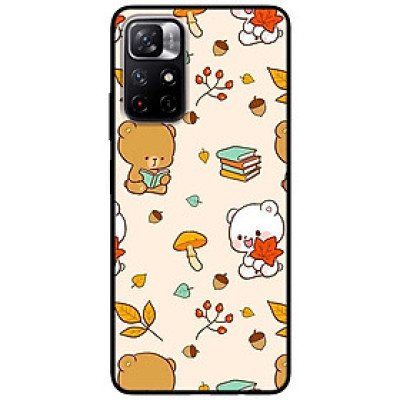 Ốp lưng dành cho Xiaomi Redmi Note 11 5G - Redmi Note 11T - Redmi Note 11S mẫu Hoạ Tiết Gấu Nâu Trắng