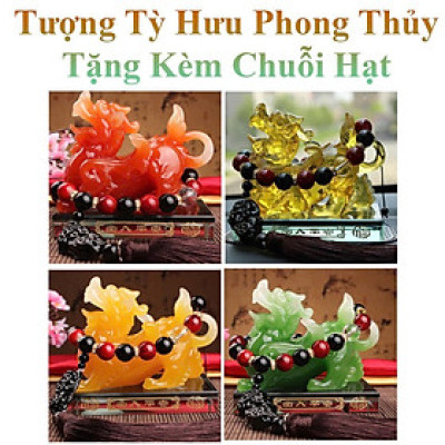 Tượng Tỳ Hưu Để Bàn Tặng Kèm Chuỗi Hạt Để Bàn Làm Việc, Xe Hơi