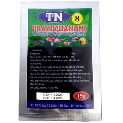 Đặc Trị Nội Ngoại Ký Sinh Trùng, Giun, Sán Trên Cá TN8 loại tốt 15gr 