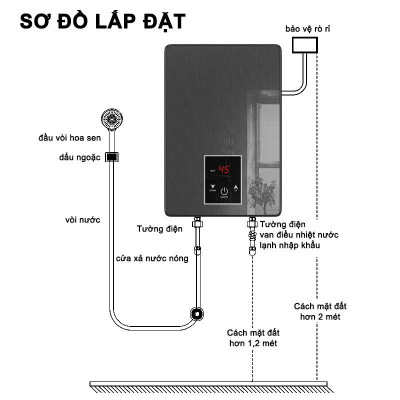 Máy nước nóng trực tiếp có cài đặt nhiệt độ, làm nóng tức thì, siêu bền(TẶNG ÁT CHỐNG GIẬT)