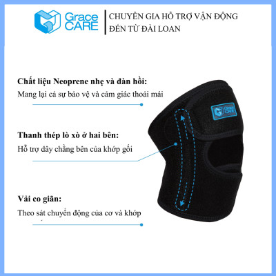 Đai Cố Định Đầu Gối Grace Care KB222 – Bảo Vệ Khớp Gối, Hỗ Trợ Tập Thể Thao, Giảm Đau, Chấn Thương