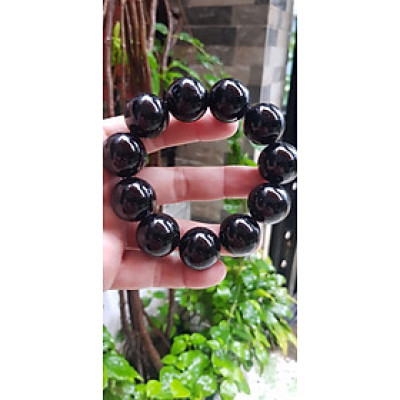 Vòng Tay May Mắn Nam Đá Mã Não Đen Đậm Đẹp size lớn 20mm Vòng chuẩn hợp các Anh mạng Thuỷ , mệnh Mộc ạ