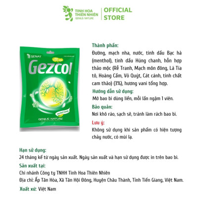 Combo 4 sản phẩm kẹo Genat - Kẹo thảo mộc Covitux (Hộp 30v), Gezcol , Genat Gừng, Genat chanh sả (túi 20v)