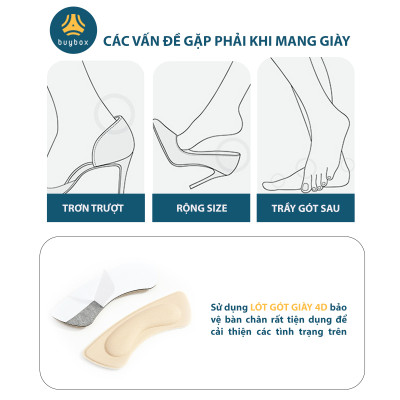 Bộ 2 cặp lót giày 4D bảo vệ gót chân và chống tuột gót giày (loại vuông) - buybox - BBPK53