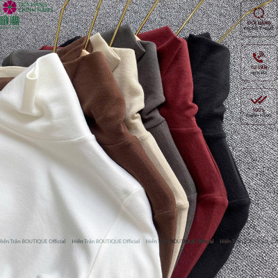 Áo giữ nhiệt nữ Hiền Trần BOUTIQUE cổ lọ dài tay chất vải cotton mềm mại kiểu dáng suông phong cách thanh lịch A14 Women