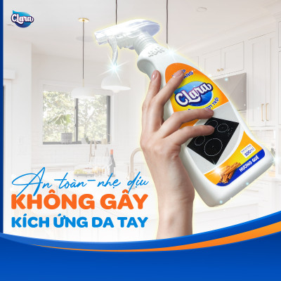 Tẩy dầu mỡ nhà bếp đa năng Clara hương gừng quế chai 500ml