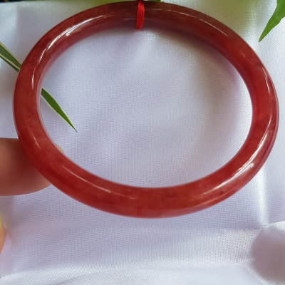 Vòng Cẩm Thạch Đỏ đẹp 58mm x chột 7mm màu đỏ đậm bóng là màu chiến thắng chuẩn hợp nữ mạng hỏa mạng thổ 55kg - 68kg đeo đẹp tay may mắn tốt sức khỏe công việc rực rỡ tài lộc ạ