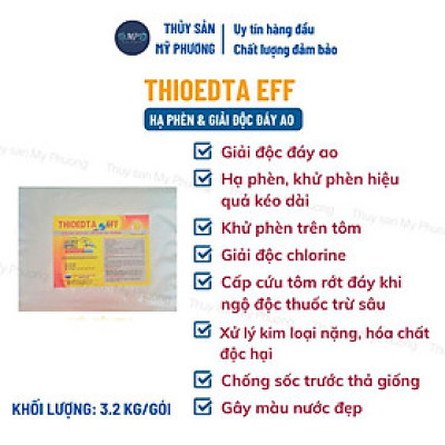 Hạ phèn hấp thụ kim loại nặng clo giải độc đáy ao Thioedtaeff chống sốc thả giống sạch mang tôm thẻ cá lươn ếch ốc baba
