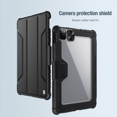Bao da chống sốc bảo vệ camera cho iPad Pro 11 2020 / iPad Pro 11 2021 Chip M1 hiệu Nillkin Bumber Pro có ngăn đựng bút chống va đập, mặt lưng show Logo táo, cơ chế smartsleep, nắp bảo vệ Camera 1.1mm - hàng chính hãng