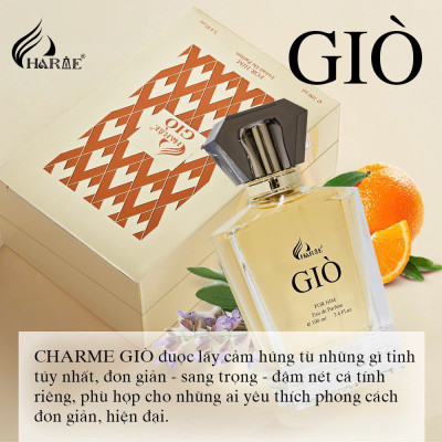 Nước hoa nam cao cấp, Charme Giò, hương trái cây, ngọt ngào, ấm áp, lưu hương lâu, độ tỏa hương xa, 100ml
