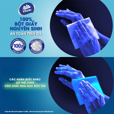 [MUA 2 LỐC KHĂN RÚT SIZE L TẶNG 1 LỐC SIZE S+ 1 MÓC KHÓA] Khăn giấy rút cao cấp Vinda Deluxe 3 lớp 110 tờ size L (4 Gói)