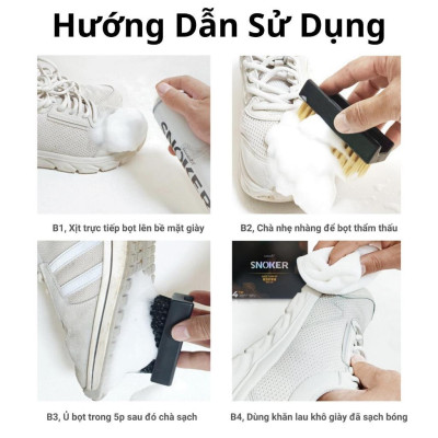 Chai Xịt Bọt Tuyết Vệ Sinh Giày Dép Tẩy Trắng Cao Cấp SNOKER Giặt Khô Siêu Tốc Bảo Vệ Giày Snoker Thể Thao Khỏi Bị Ố Vàng, Phai Màu 