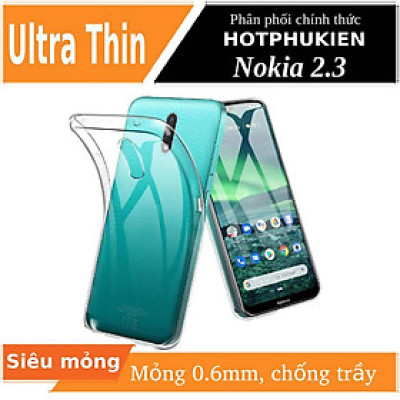Ốp lưng silicon dẻo cho Nokia 2.3 hiệu Ultra Thin trong suốt mỏng 0.6mm độ trong tuyệt đối chống trầy xước - Hàng nhập khẩu