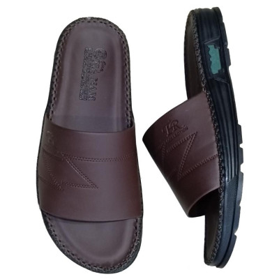 Dép Nam Quai Ngang Da Bò Thật HA NAM Đã May Viền Chân Quai Chắc Chắn DNA22038