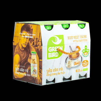 Lốc Green Bird - Nước Uống Bổ Dưỡng Yến Sào Và Đông Trùng Hạ Thảo - (6chai*185ml)