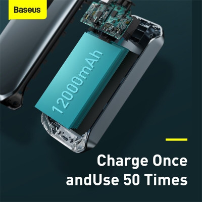  Bộ cứu hộ oto Baseus dung lượng 12000mAh công suất 1000A kiêm pin sạc dự phòng tích hợp màn hình kỹ thuật số [Hàng Chính Hãng]