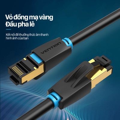 Cáp mạng Lan Cat8 tốc độ siêu cao 40Gbps SSTP dài 0.5 - 5m 10m 15m Vention - Hàng chính hãng