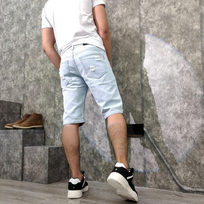 Quần short jean nam MĐ Q32 xanh bạc