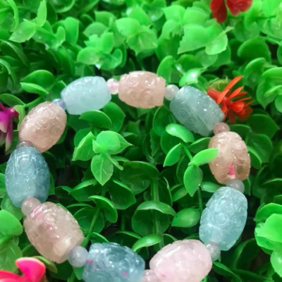 Vòng tay đá Lu Beryl đa sắc màu tự nhiên  Size vòng 12mm   Chất liệu đá tự nhiên màu hồng xanh tươi Nữ tất cả các mệnh ạ