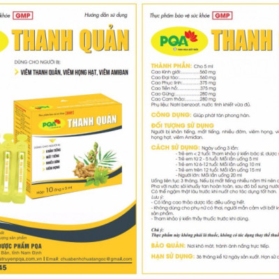 Thanh Quản PQA Dùng Cho Người Bị Khản Tiếng, Mất Tiếng, Viêm Thanh Quản, Viêm Họng Hạt Hộp 10 Ống