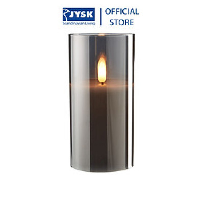 Nến điện | JYSK Klaus | paraffin/thủy tinh | xám | DK8xH10/15cm