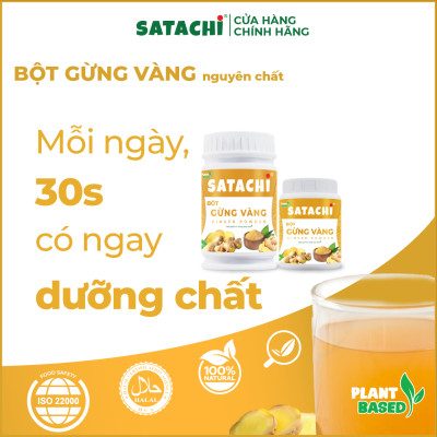 Bột Gừng Vàng SATACHI nguyên chất. Hỗ trợ điều trị khó tiêu mãn tính, giảm đau cơ bắp, giảm viêm, giảm cân. Hộp 98g và 318g