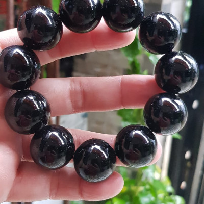 Vòng Tay May Mắn Nam Đá Mã Não Đen Đậm Đẹp size lớn 20mm Vòng chuẩn hợp các Anh mạng Thuỷ , mệnh Mộc ạ