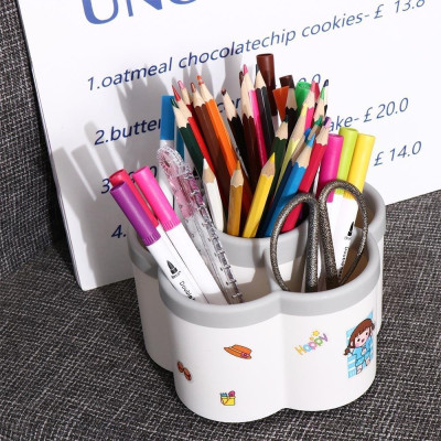 Khay đựng bút hình cánh hoa xoay 360 độ, hộp đựng dụng cụ học tập, đồ dùng văn phòng