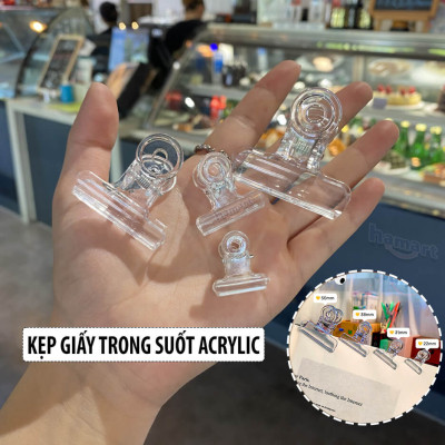 Kẹp Giấy Trong Suốt Nhựa Acrylic Cố Định Tài Liệu Tờ A4 Để Bàn Văn Phòng Cánh Bướm Tiện Lợi