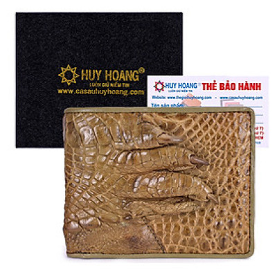HJ2261 - Bóp nam Huy Hoàng da cá sấu gù chân màu rêu