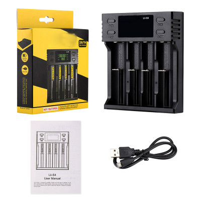 Bộ sạc pin Liitokala LII-S4 LCD 4 Khe cắm cho pin 26650 21700 18350 AA AA Lithium NiMH Máy dò phân cực tự động
