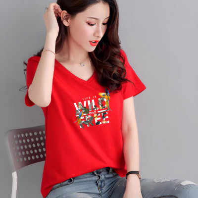 Áo thun nữ form rộng cổ tim MXM in chữ Wild Free thun cotton 4 chiều từ 45-60kg ( ANU094 )