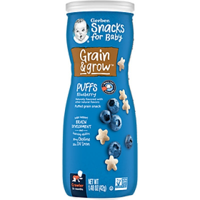 Thực Phẩm Bổ Sung Bánh Ăn Dặm Gerber Puffs vị Việt Quất 42g dành cho trẻ trên 8 tháng tuổi