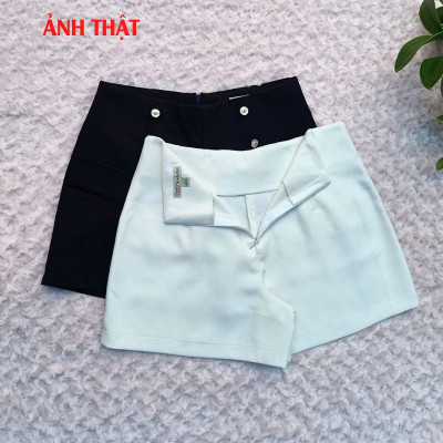 Quần short nữ, Quần sooc nữ, Lưng cao phối nút trẻ trung vải kaki thun co giãn, thoáng mát New Design